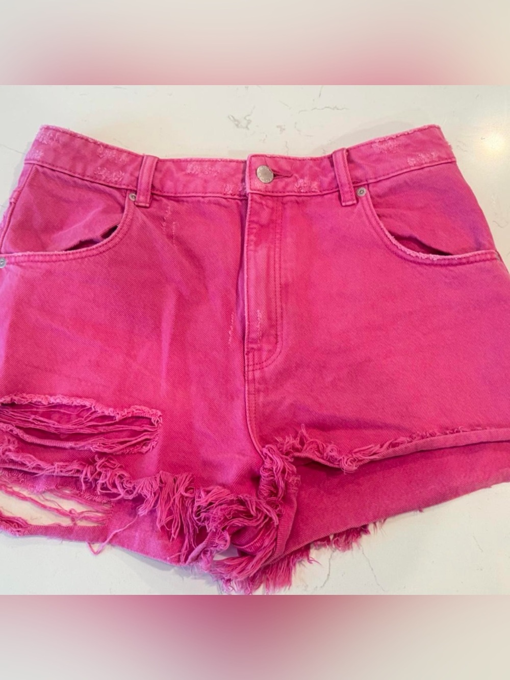 ROLLA'S Hot Pink Distressed Denim Shorts